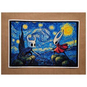Knight Starry Night Van Gogh 12" X 18" PRINT GameHollow Silk Song Souls Hornet